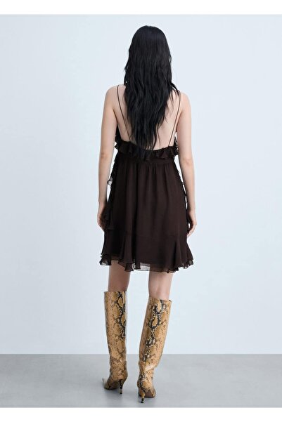 MANGO Woman Volanlı askılı şifon elbise