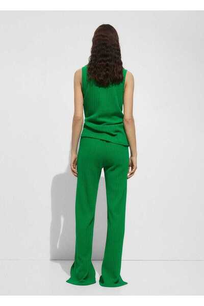 MANGO Woman Düz kroşe pantolon