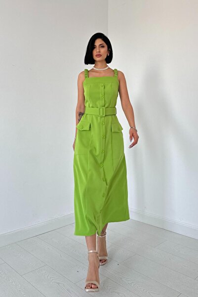 Elbee Fashion Woman Rochie cu bretele din cauciuc și curea