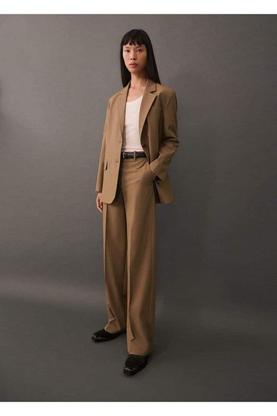 MANGO Woman Dvouřadá bunda rovného střihu