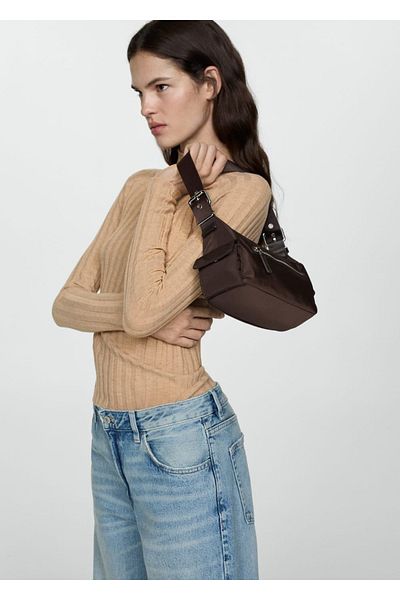 MANGO Woman High Collar Ribbed Sweater