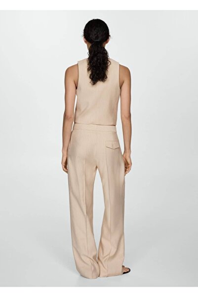 MANGO Woman Çizgili kumaş pantolon
