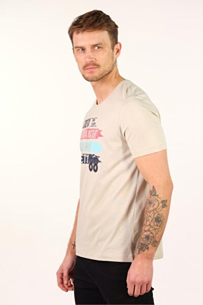 Arma Ανδρικό μπλουζάκι μπεζ μεγάλου μεγέθους με λαιμόκοψη Y 22374868101