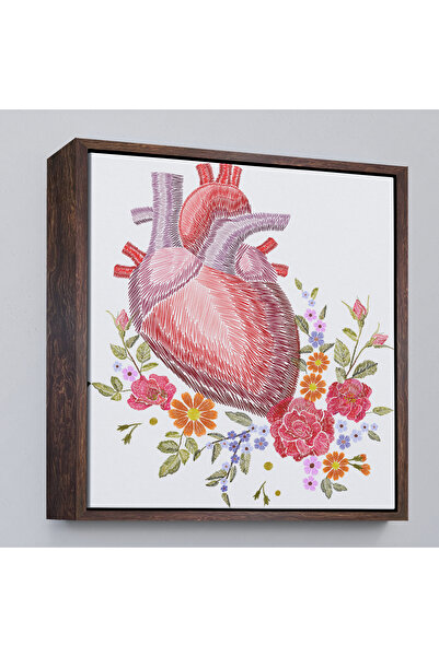 Oxyteez Tablou de inimă cu flori cu rame din lemn - Cadou Spitalul Cardiologi...