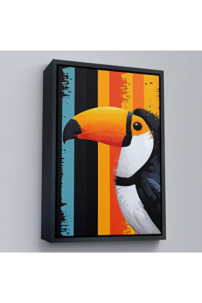 Oxyteez Pictură cu pasăre tocán cu cadru din lemn-7587
