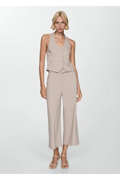 MANGO Woman Kreidegestreifte Hose mit geradem Schnitt