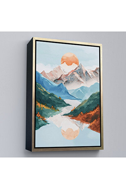Oxyteez Peisaj solar între munții cu cadru din lemn Tablo-7617