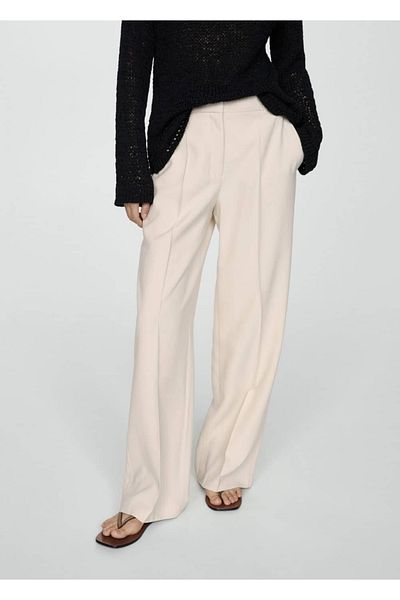 MANGO Woman Wide Leg Collar Trousers