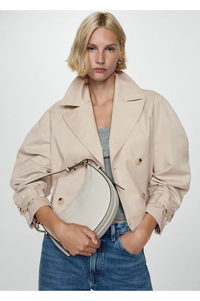 MANGO Woman Trench Crop cu clapă