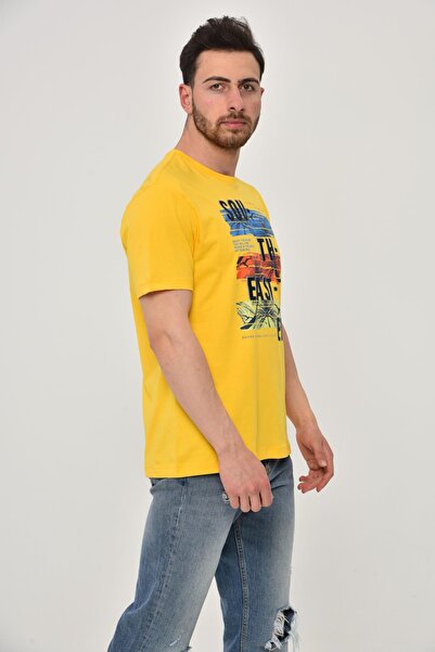 Arma Ανδρικό μπλουζάκι με κίτρινη λαιμόκοψη Y 22344402601