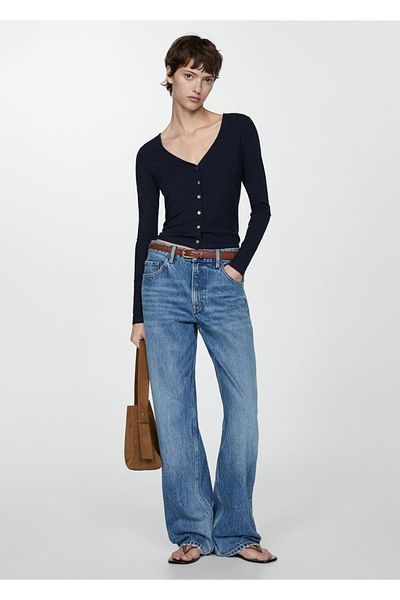 MANGO Woman Lyocell Button T-Shirt