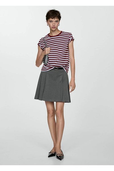 MANGO Woman Cotton Striped T-Shirt