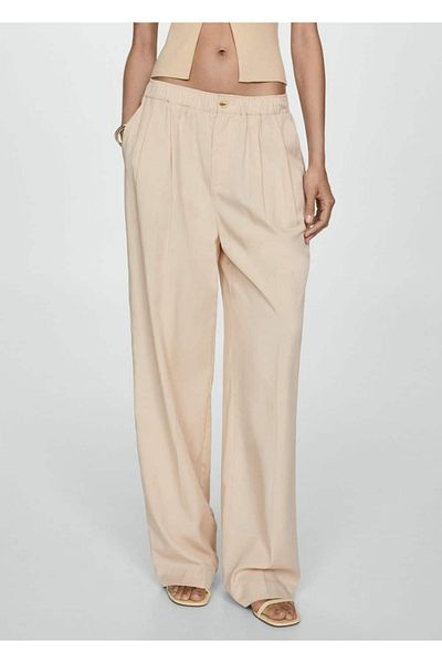 MANGO Woman Pleated Lyocell Trousers
