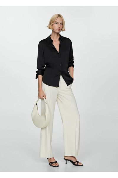 MANGO Woman Satin draped shirt