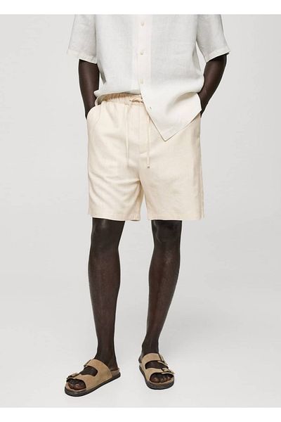 MANGO Man Baumwoll-Leinen-Bermudashorts mit Schnürung