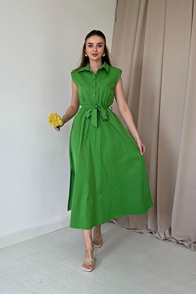 Elbee Fashion Woman Rochie cu guler cămașă și talie elastică