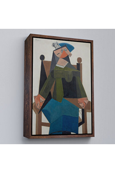 Home Pablo Picasso with Wooden Frame - Abstract Woman Sitting on a Sofa Painting-7295