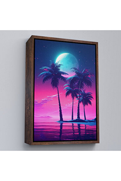 Oxyteez Ξύλινο πλαίσιο Midnight Palm Trees Landscape Painting-7552