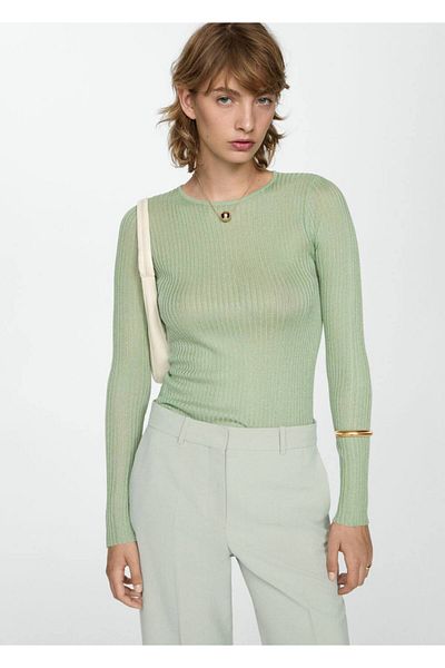 MANGO Woman Pulover tricotat cu nervuri