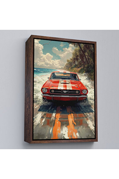 Oxyteez Pictură Mustang Roșu cu Cadru Din Lemn-7910