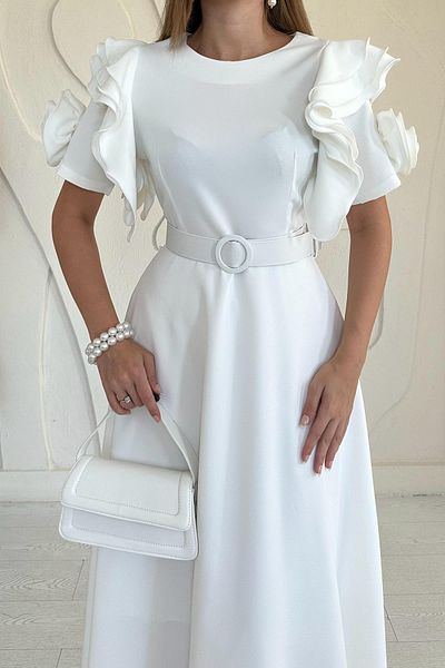 Elbee Fashion Woman Rochie cu mâneci cu volan