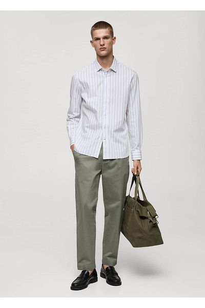 MANGO Man Regular Cut Striped Cotton Shirt