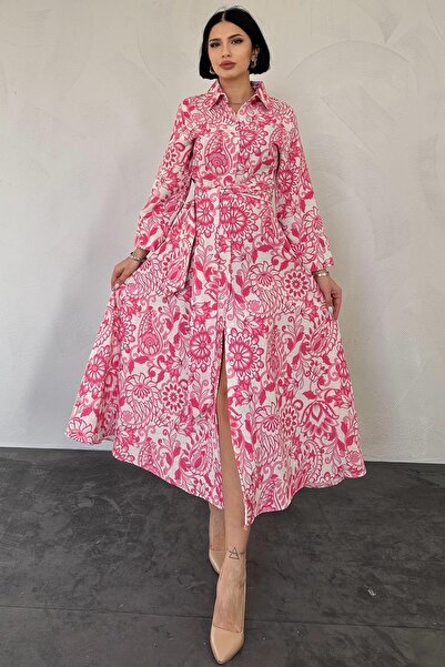 Elbee Fashion Woman Rochie cu modele și curea