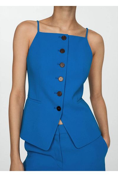 MANGO Woman Vestă cu nasturi cu gât Halter