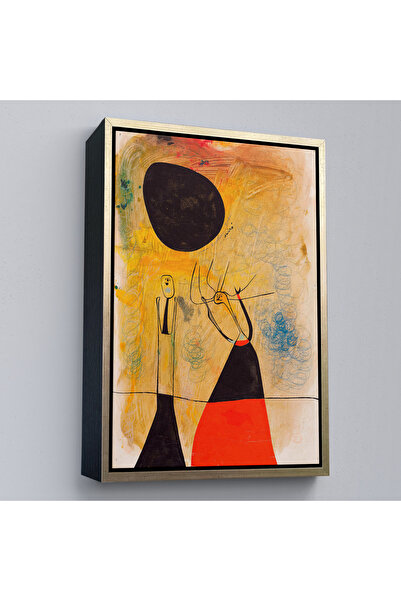 TAKI DERYASI Joan Miro cu cadru din lemn - Pictură Deux Personages-8110