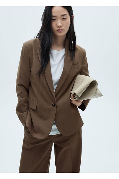 MANGO Woman Mini-Blazer aus Stoff mit Hahnentrittmuster