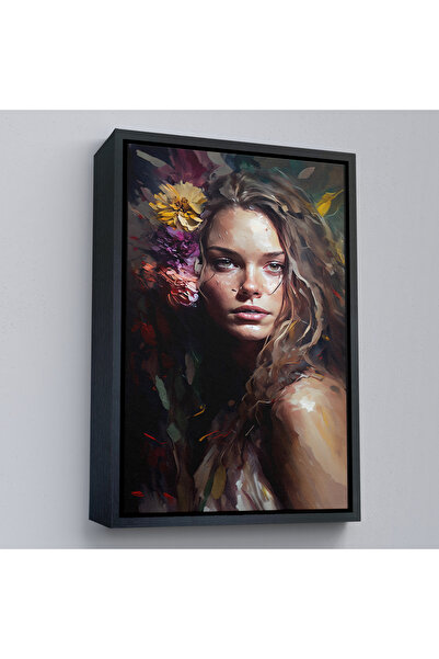 Oxyteez Pictură în ulei cu cadru din lemn Aspect de femeie frumoasă-8013