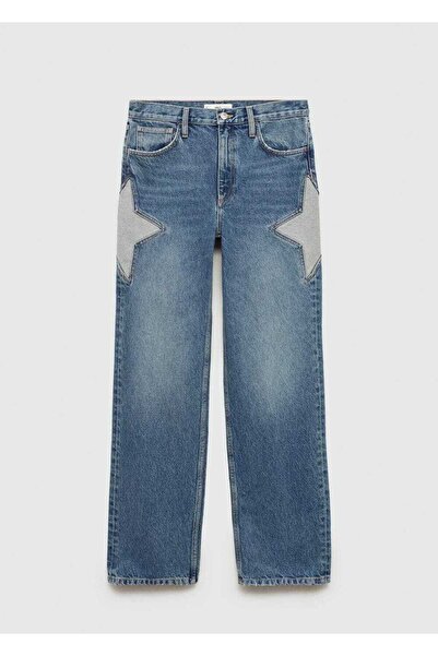 MANGO Woman Ashley düz kesim yıldız jean pantolon