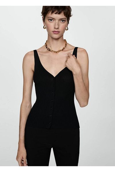 MANGO Woman Buttoned Knitted Blouse