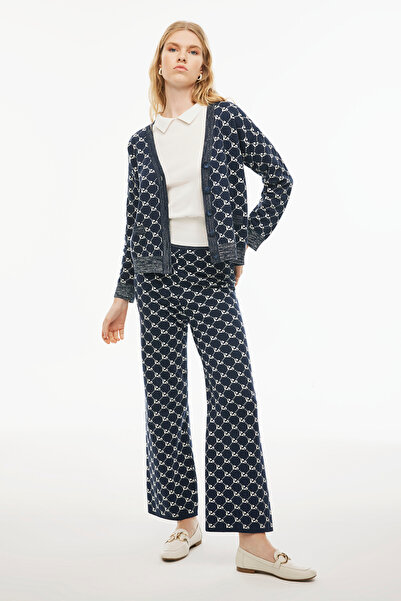 Perspective İllas Beyaz İndigo Renk Kadın Triko Pantolon