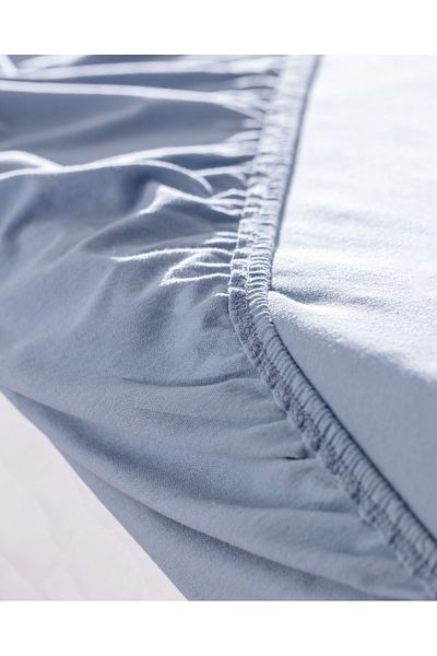 Madame Coco Cearşaf de pat dublu din bumbac, albastru închis, pieptănat elastic