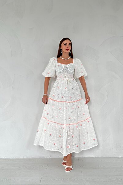 Elbee Fashion Woman Dantel Detaylı Brode Elbise