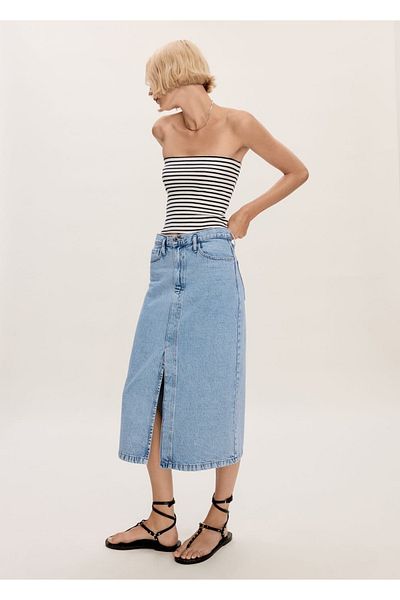 MANGO Woman Fustă din denim cu fante