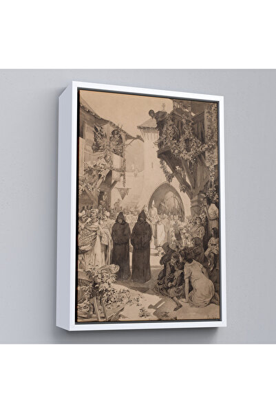 TAKI DERYASI Alphonse Mucha cu cadru din lemn - Pictură Împăratul Lothair și Papa Innocent-7342