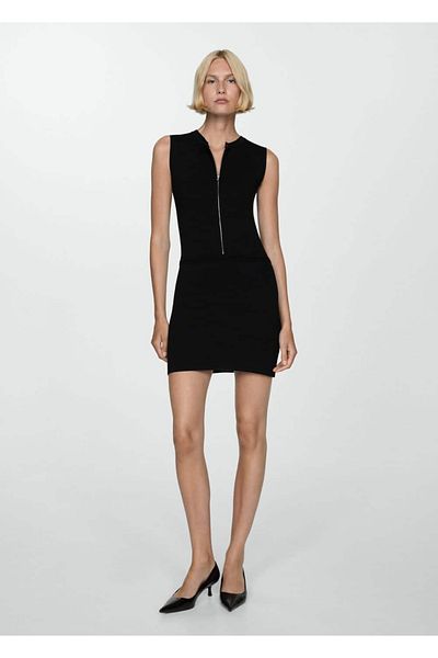 MANGO Woman Zippered Short Knitwear Dress