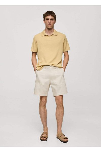 MANGO Man Bermudashorts aus 100 % Baumwolle mit Fischgrätenmuster