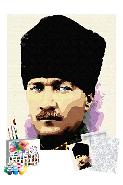Tabdiko Sayılarla Boyama Seti 40 x 50 cm Tuval Şasesine Gerili Atatürk