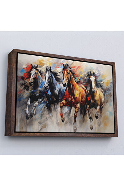Oxyteez Tablou de cai alergați cu rame din lemn-7257