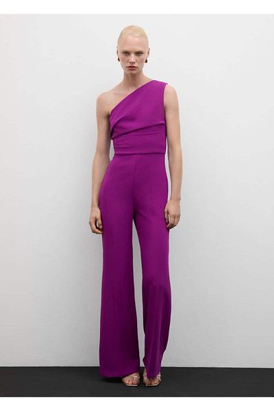 MANGO Woman Asymmetrischer Overall mit drapierten Details