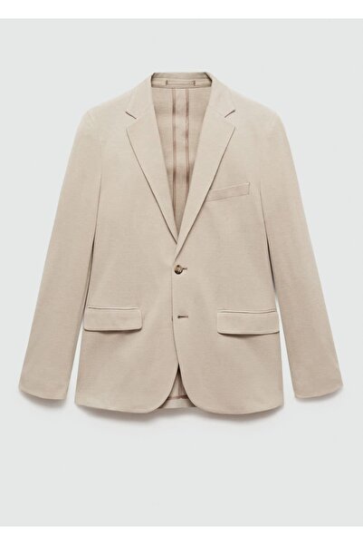 MANGO Man Dar kesimli kalıplı pamuklu blazer ceket