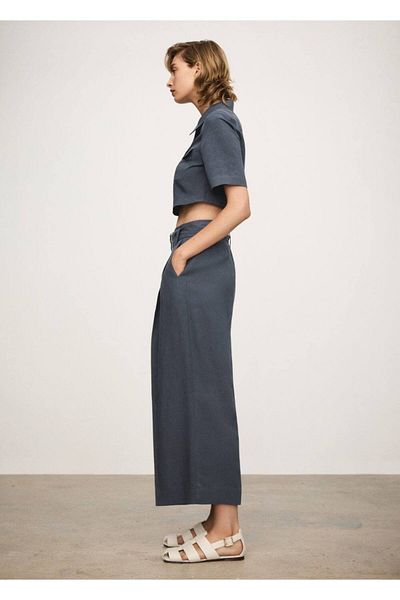 MANGO Woman Lyocell-Crop-Shirt