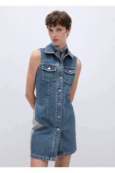 MANGO Woman Rochie din denim stea