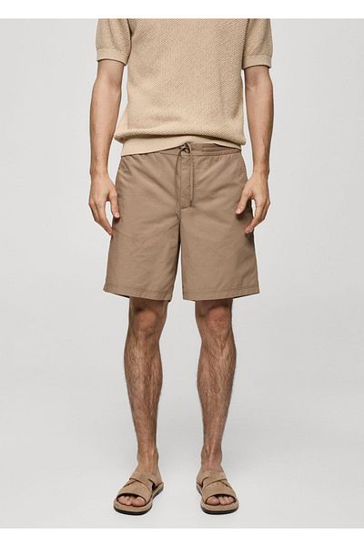 MANGO Man 100% Cotton Drawstring Bermuda Shorts