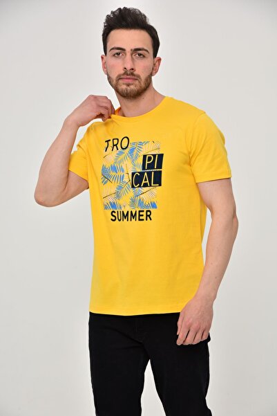 Arma Ανδρικό μπλουζάκι με κίτρινη λαιμόκοψη Y 22344402501