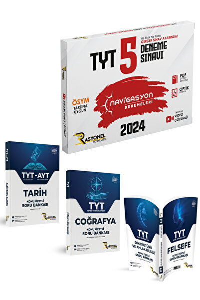 Rasyonel Yayınları TYT 5 Lİ GENEL DENEME-TYT COĞRAFYA-TYT FELSEFE-DİN KÜLTÜRÜ...