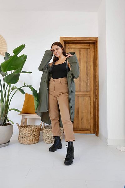 Elbee Fashion Woman Trenci cu detaliu curea